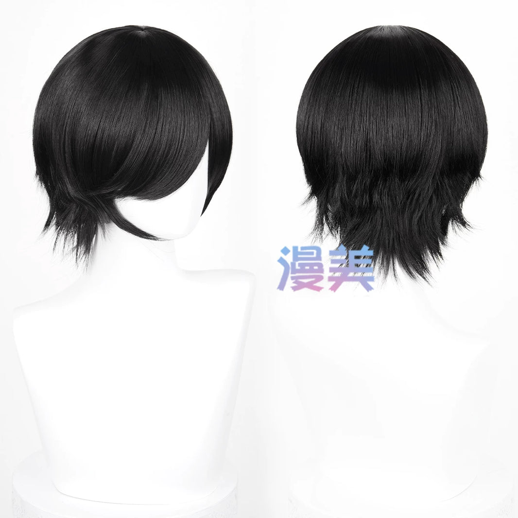 Manmei 30cm Thickened Layered Outward Flipped Short Cosplay Wig with Scalp Top