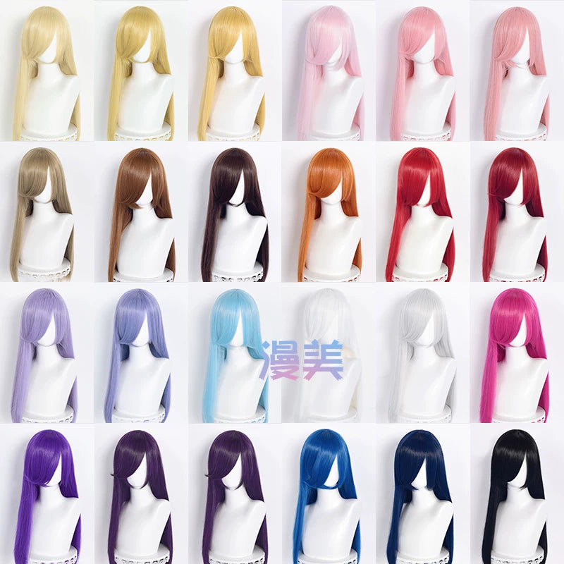 Manmei 60cm Long Straight Universal Cosplay Wig with Long Bangs