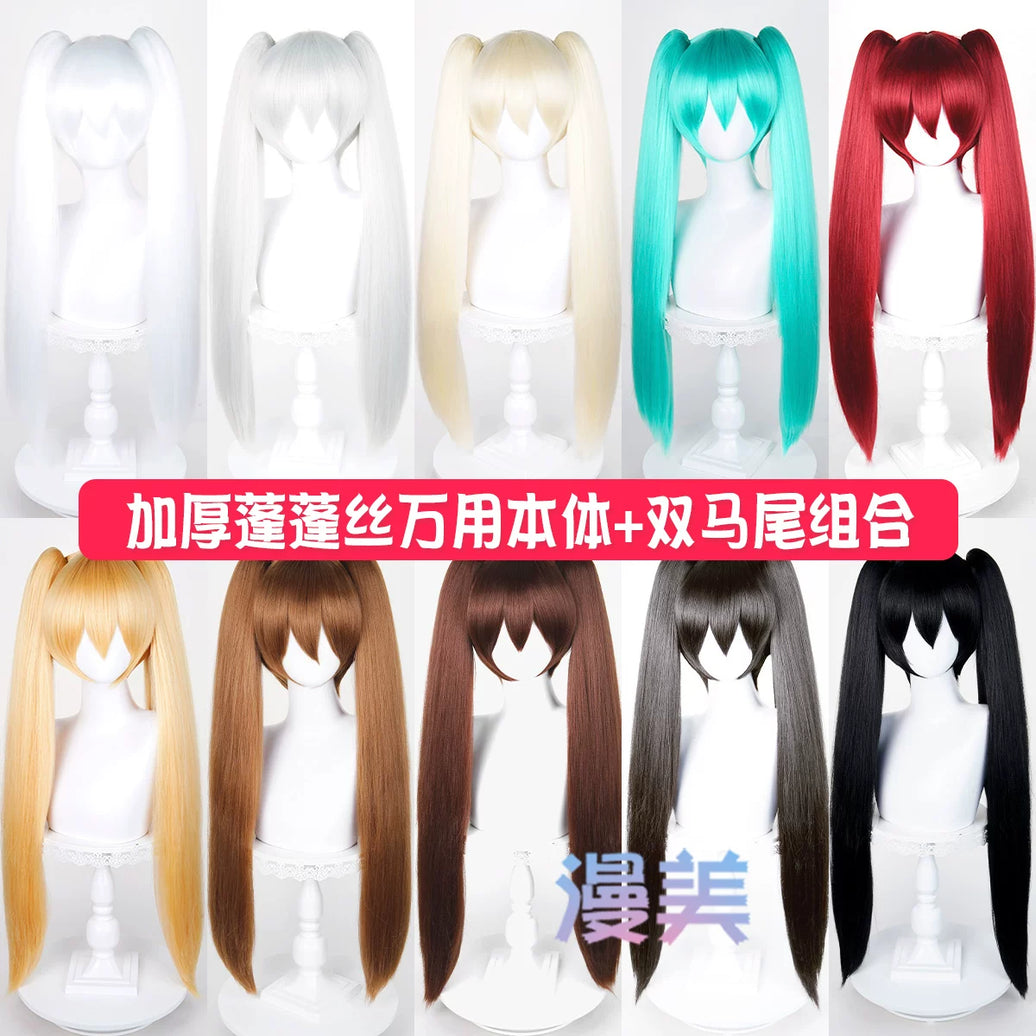 Manmei 80cm Thick Crimped Clip On Twin Ponytail Cosplay Hairpieces