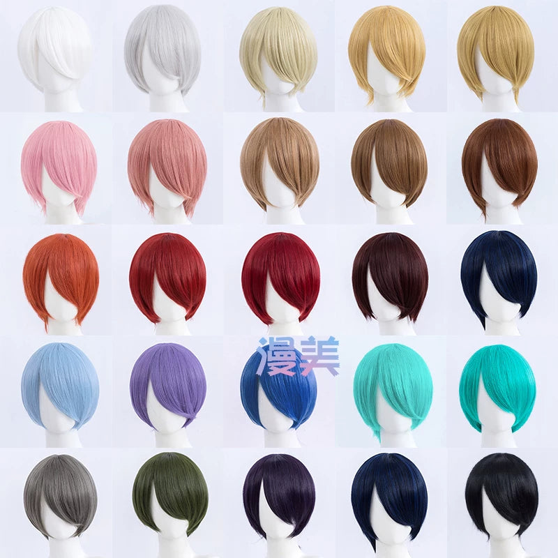 Manmei 30cm Face Framing Short Universal Cosplay Wig with Scalp Top