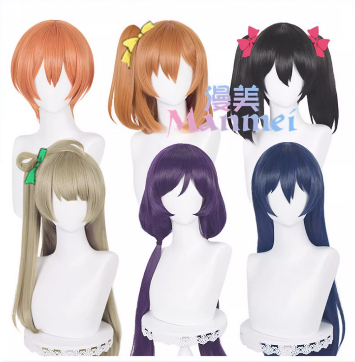 Manmei Wigs: Love Live School Idol Project: Rin Nozomi Nico Honoka Kotori Umi Cosplay Wigs Authentic Manmei Brand Anime Game