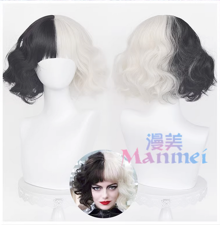 Manmei Wigs: Cruella: Cruella De Vil Cosplay Wigs Authentic Manmei Brand Anime Game