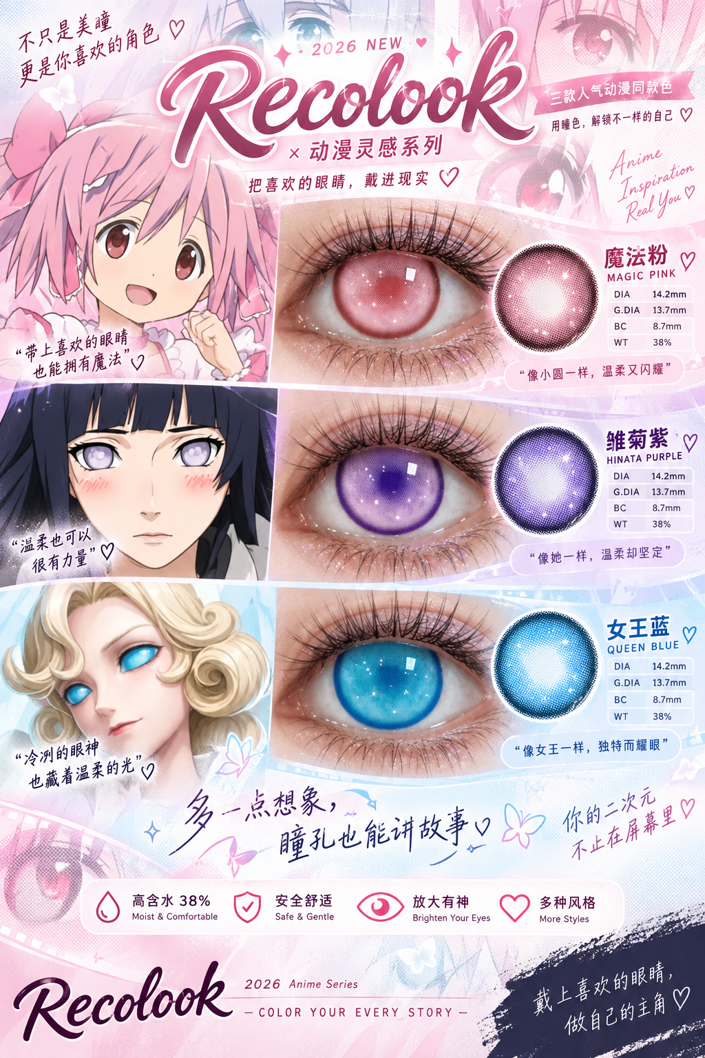 RECOLOOK Cosplay Character Gold Vertical Pupil 1-Year Contact Lenses – Joseph, Shinobu, Thor, Madoka, Yoriichi, Aventurine, Hinata & Kokushibo