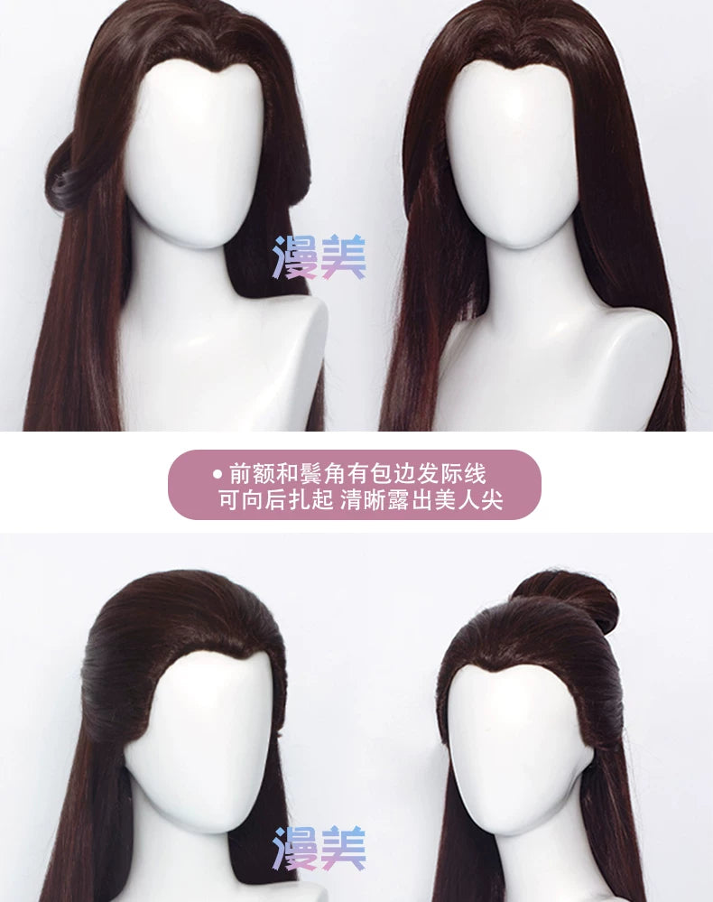 Manmei Unisex Traditional Style Middle Part Cosplay Wig with Widow's Peak – Multiple Colors