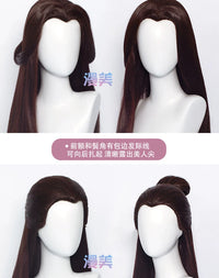 Manmei Unisex Traditional Style Middle Part Cosplay Wig with Widow's Peak – Multiple Colors