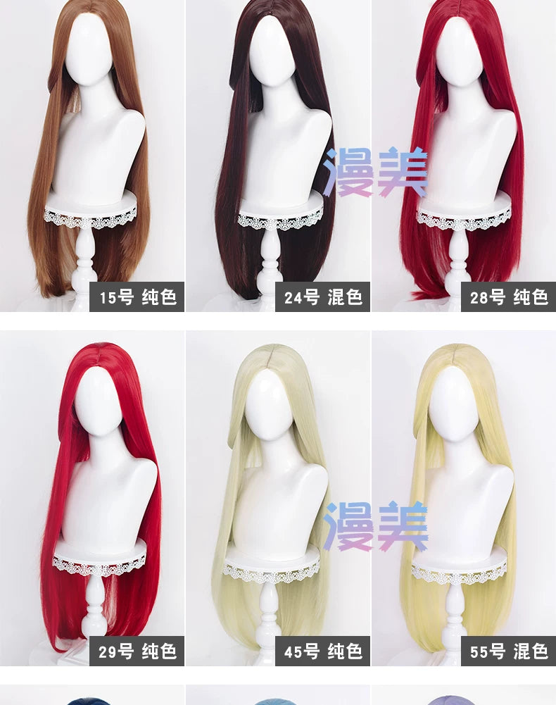 Manmei 100cm Middle Part Long Straight Universal Cosplay Wig with Silicone Scalp Top