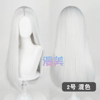 Manmei 60cm Middle Part Long Straight Cosplay Wig with Inward Curved Ends & Scalp Top Multiple Colors