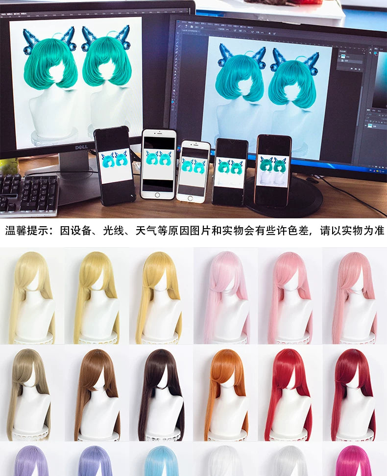 Manmei 60cm Long Straight Universal Cosplay Wig with Long Bangs