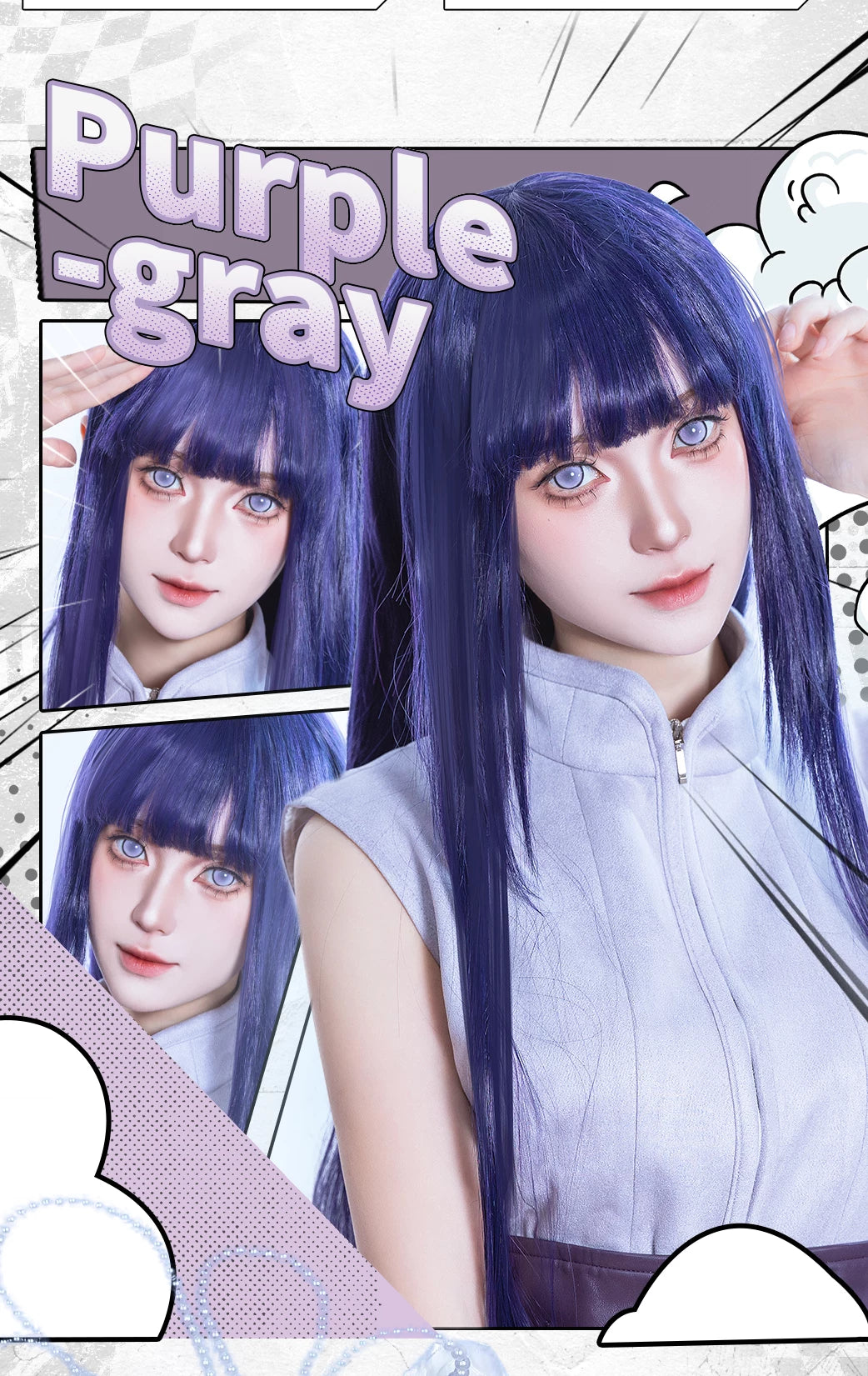 LENSPOP Full Coverage 1-Year White Blue Purple Cosplay Contact Lenses – Hinata, Shinobu & Geisha