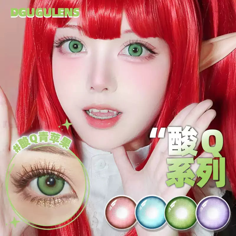 DGUGULENS Suan Q Series 1-Day Colorful Anime Cosplay Contact Lenses – Green, Pink, Blue & Purple