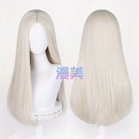 Manmei 60cm Middle Part Long Straight Cosplay Wig with Inward Curved Ends & Scalp Top Multiple Colors