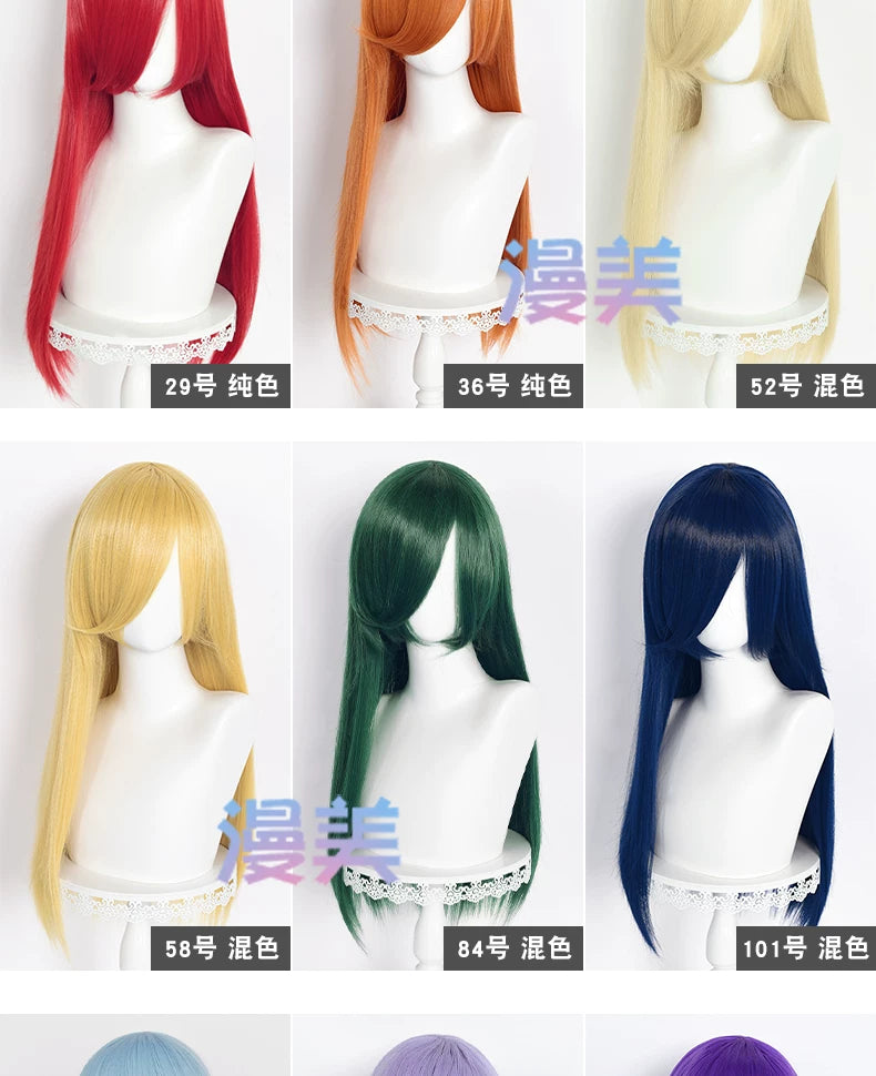 Manmei 60cm Long Straight Universal Cosplay Wig with Long Bangs