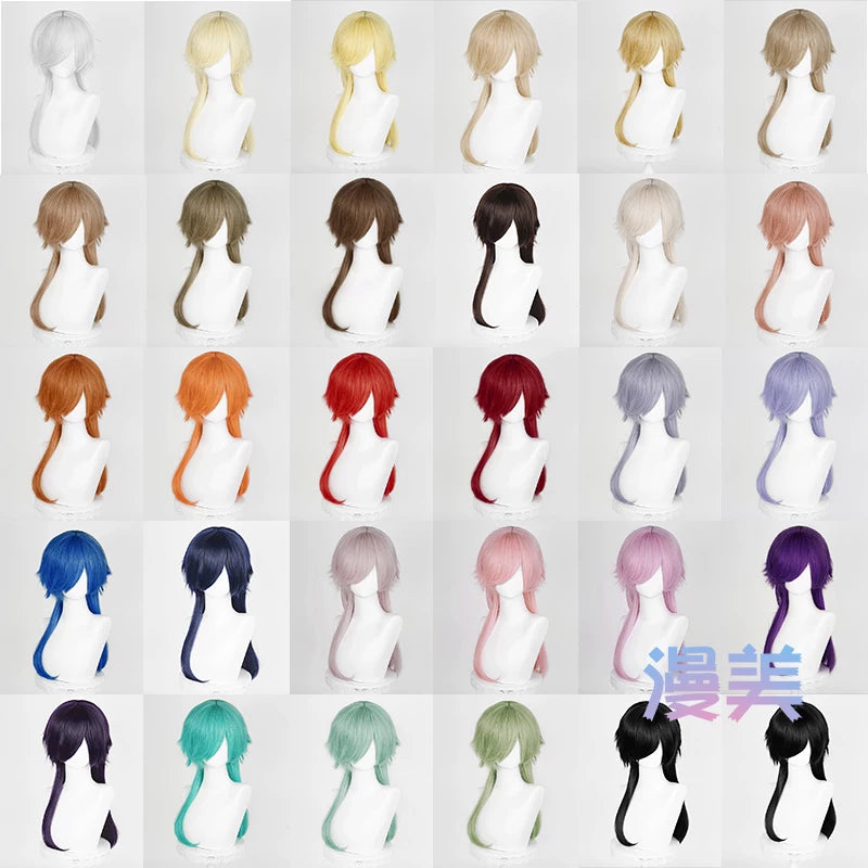Manmei Medium Long Outward Flipped Wolf Tail Cosplay Wig with Scalp Top