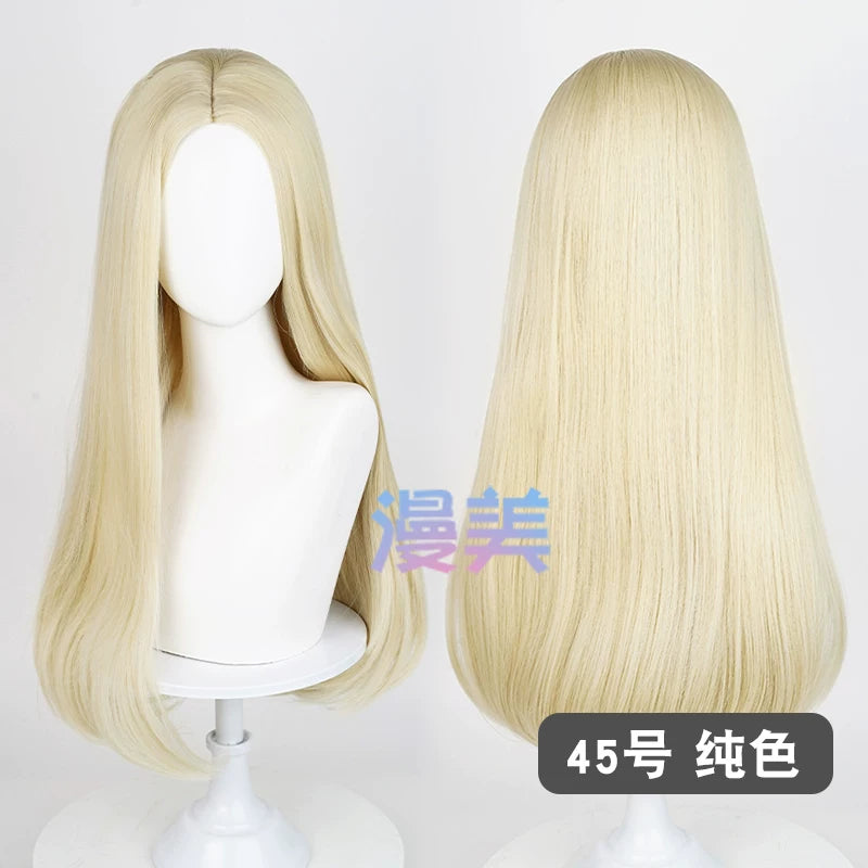 Manmei 60cm Middle Part Long Straight Cosplay Wig with Inward Curved Ends & Scalp Top Multiple Colors