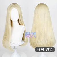 Manmei 60cm Middle Part Long Straight Cosplay Wig with Inward Curved Ends & Scalp Top Multiple Colors