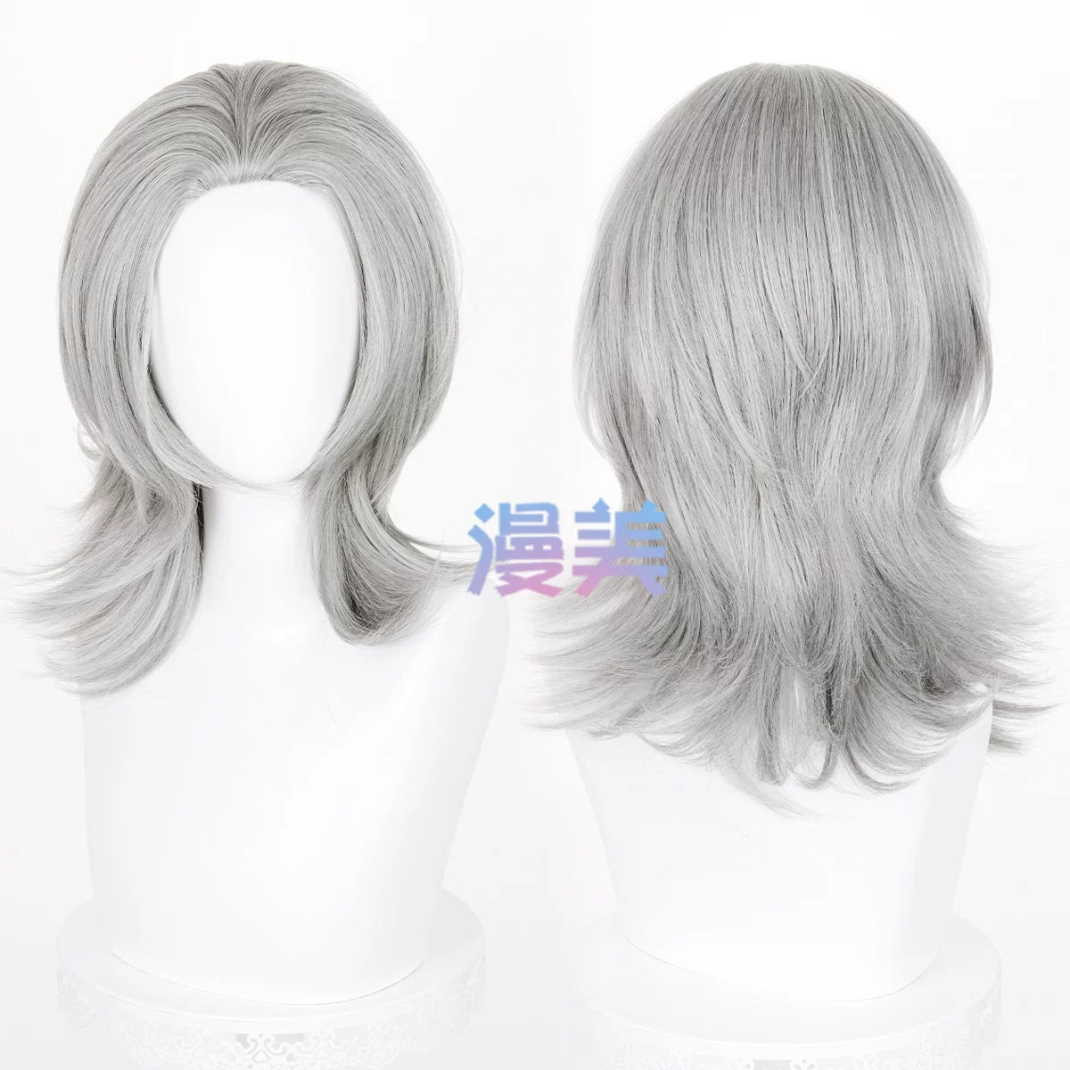 Manmei 45cm Wolf Tail Outward Flipped Universal Cosplay Wig with Flexible Parting