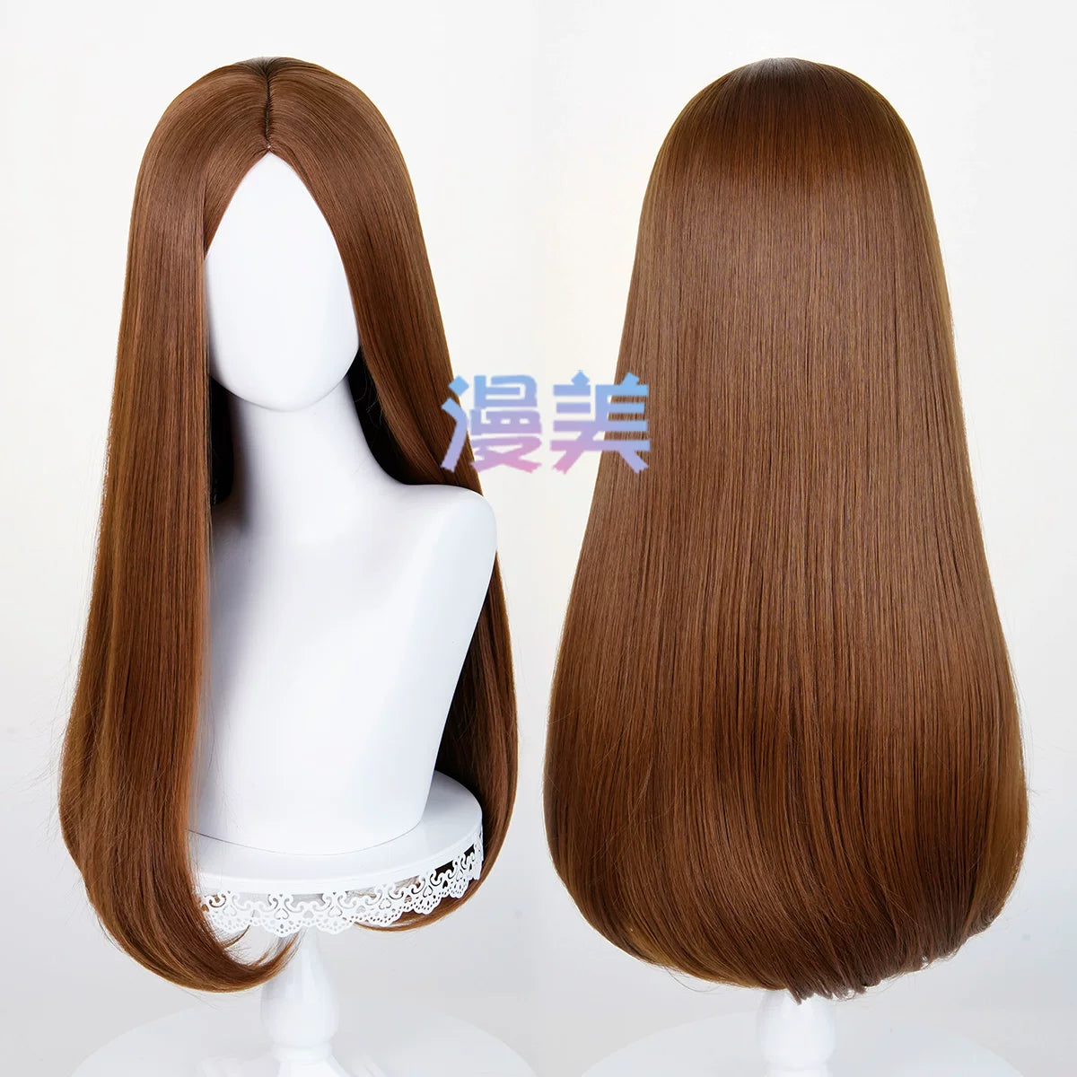 Manmei 60cm Middle Part Long Straight Cosplay Wig with Inward Curved Ends & Scalp Top Multiple Colors