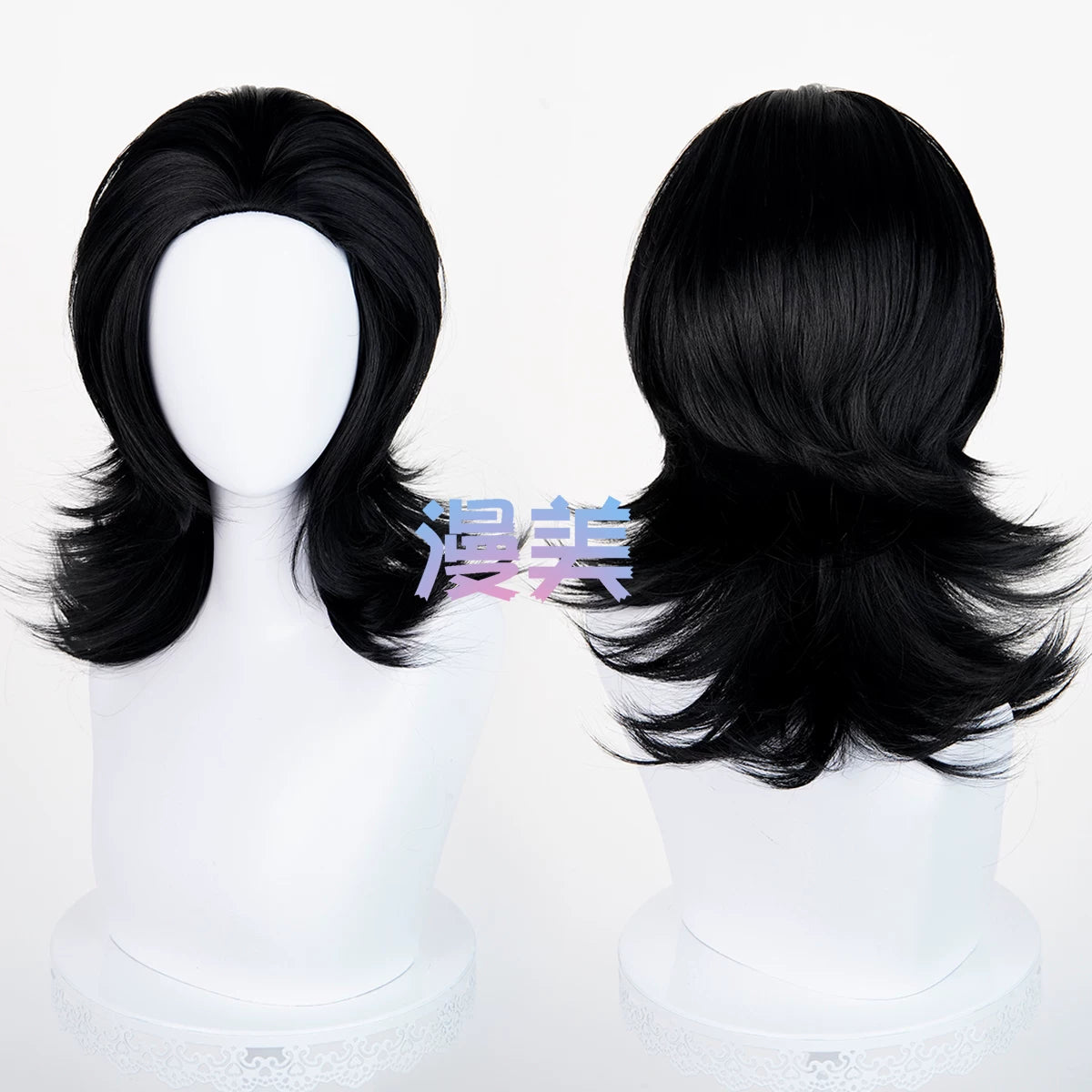 Manmei 45cm Wolf Tail Outward Flipped Universal Cosplay Wig with Flexible Parting