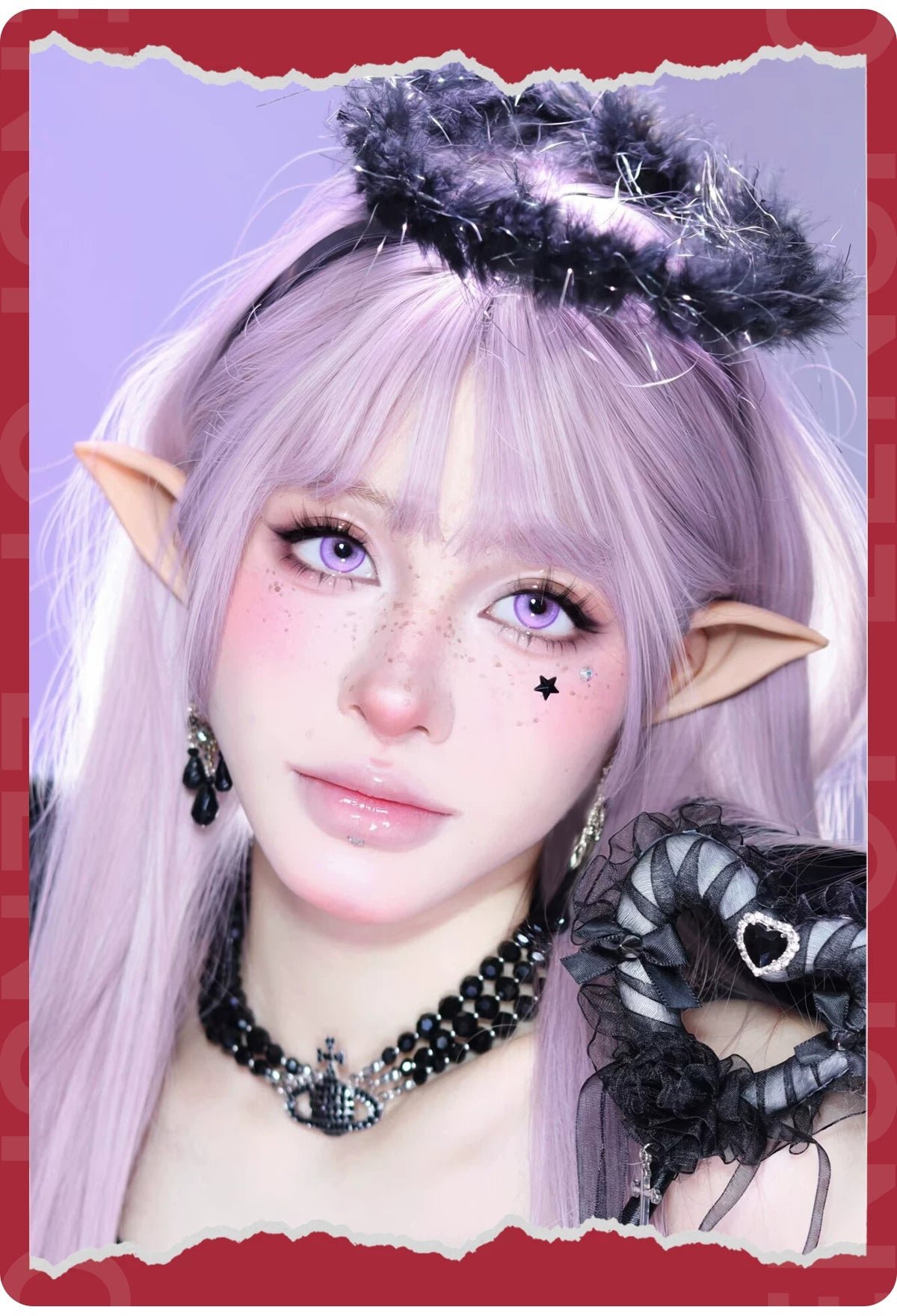 LENSPOP First Snow Melody 6-Month Purple Pink Cosplay Contact Lenses – Clearance Sale