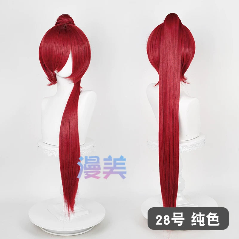 漫美万用虎口夹90cm单马尾古风cos20色可选毛娘造型练手角色假发