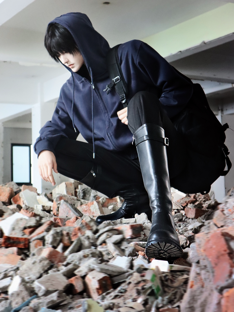 XIAODOUZI 13cm Black Height-Increasing Long Cosplay Boots
