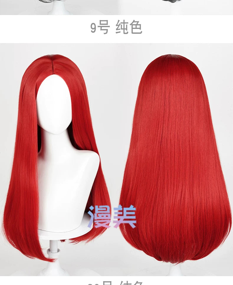 Manmei 60cm Middle Part Long Straight Cosplay Wig with Inward Curved Ends & Scalp Top Multiple Colors