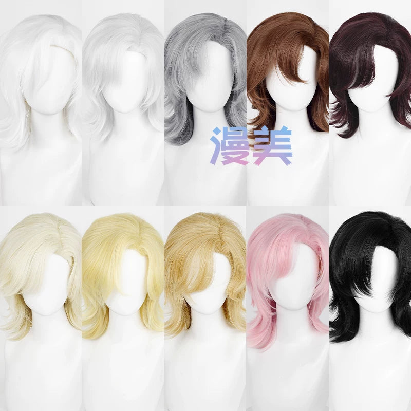 Manmei 30/40cm Side Part Teased Outward Flipped Universal Cosplay Wig