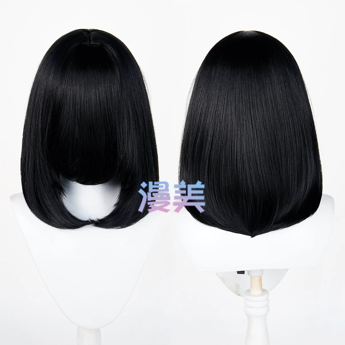 Manmei 40cm Thickened Middle Part Shoulder Length Universal Cosplay Wig with Scalp Top