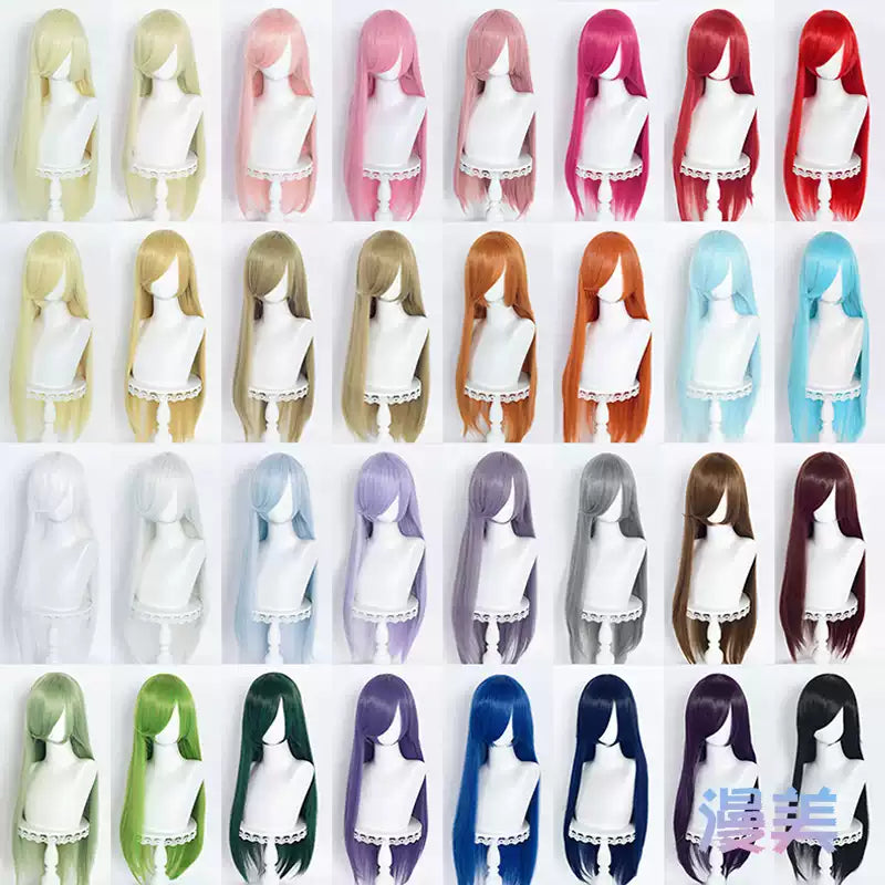 Manmei 80cm Long Straight Universal Cosplay Wig with Long Bangs