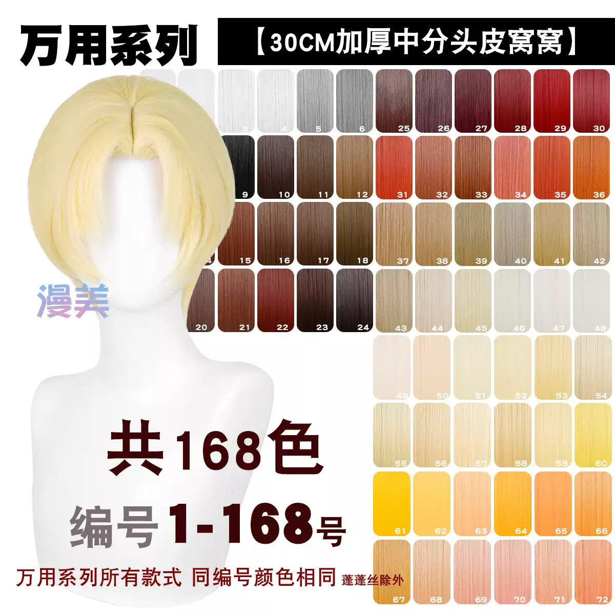 Manmei 30cm Thickened Middle Part Short Cosplay Wig with Scalp Top