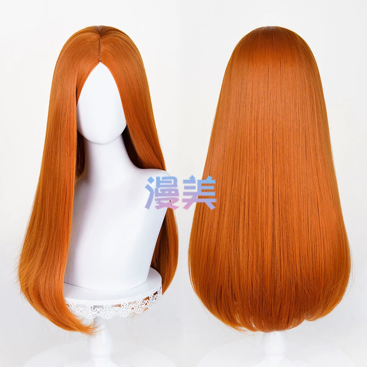 Manmei 60cm Middle Part Long Straight Cosplay Wig with Inward Curved Ends & Scalp Top Multiple Colors