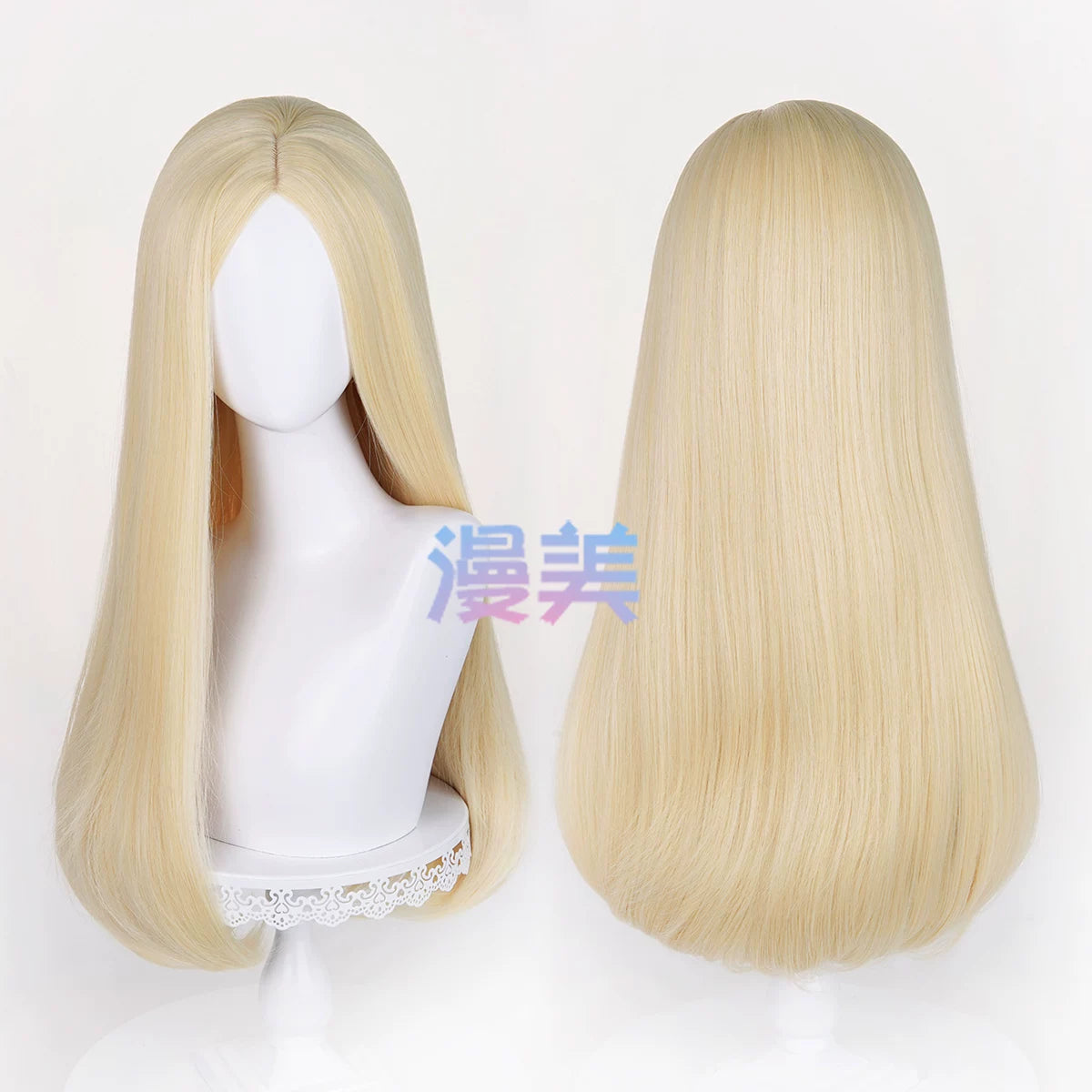 Manmei 60cm Middle Part Long Straight Cosplay Wig with Inward Curved Ends & Scalp Top Multiple Colors
