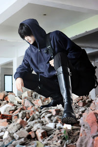 XIAODOUZI 13cm Black Height-Increasing Long Cosplay Boots