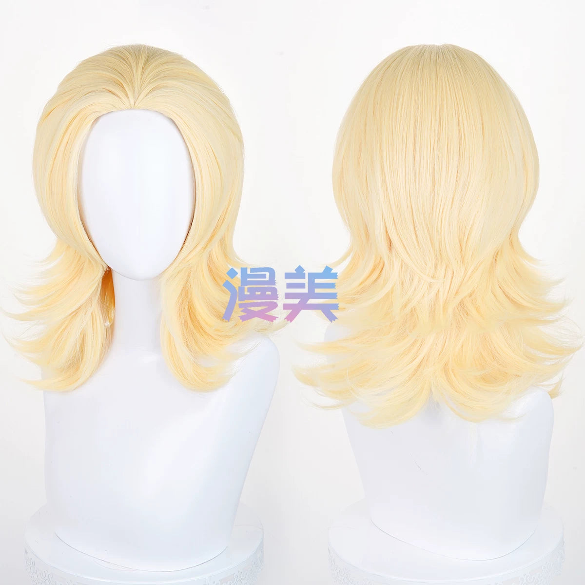Manmei 45cm Wolf Tail Outward Flipped Universal Cosplay Wig with Flexible Parting