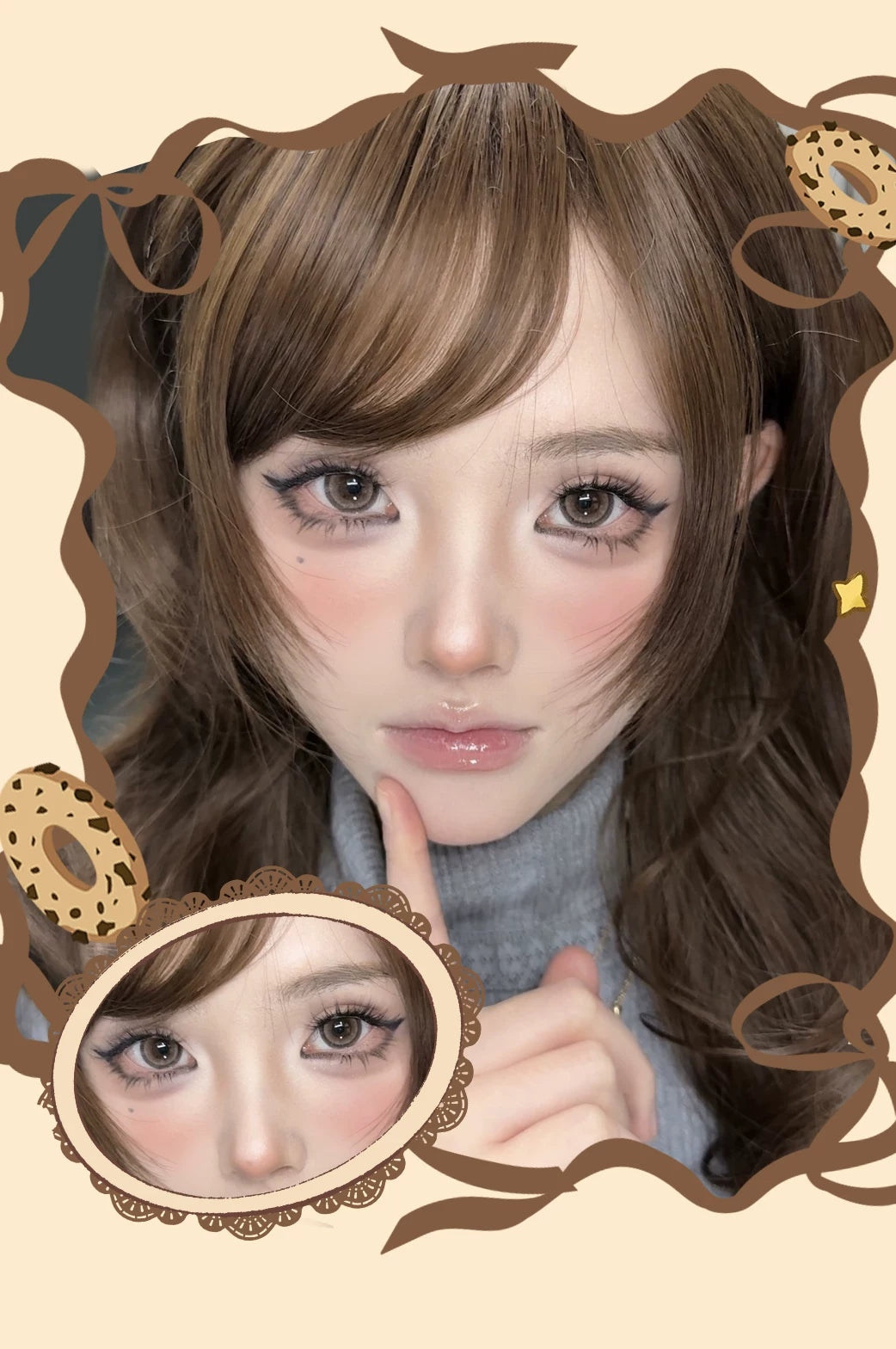 LENSPOP × Liya Love Cookie 1-Day 14.5mm Brown Cosplay Contact Lenses – Sandwich Series
