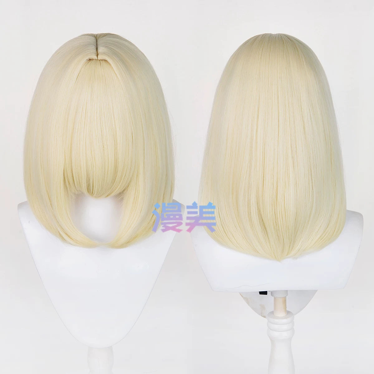 Manmei 40cm Thickened Middle Part Shoulder Length Universal Cosplay Wig with Scalp Top