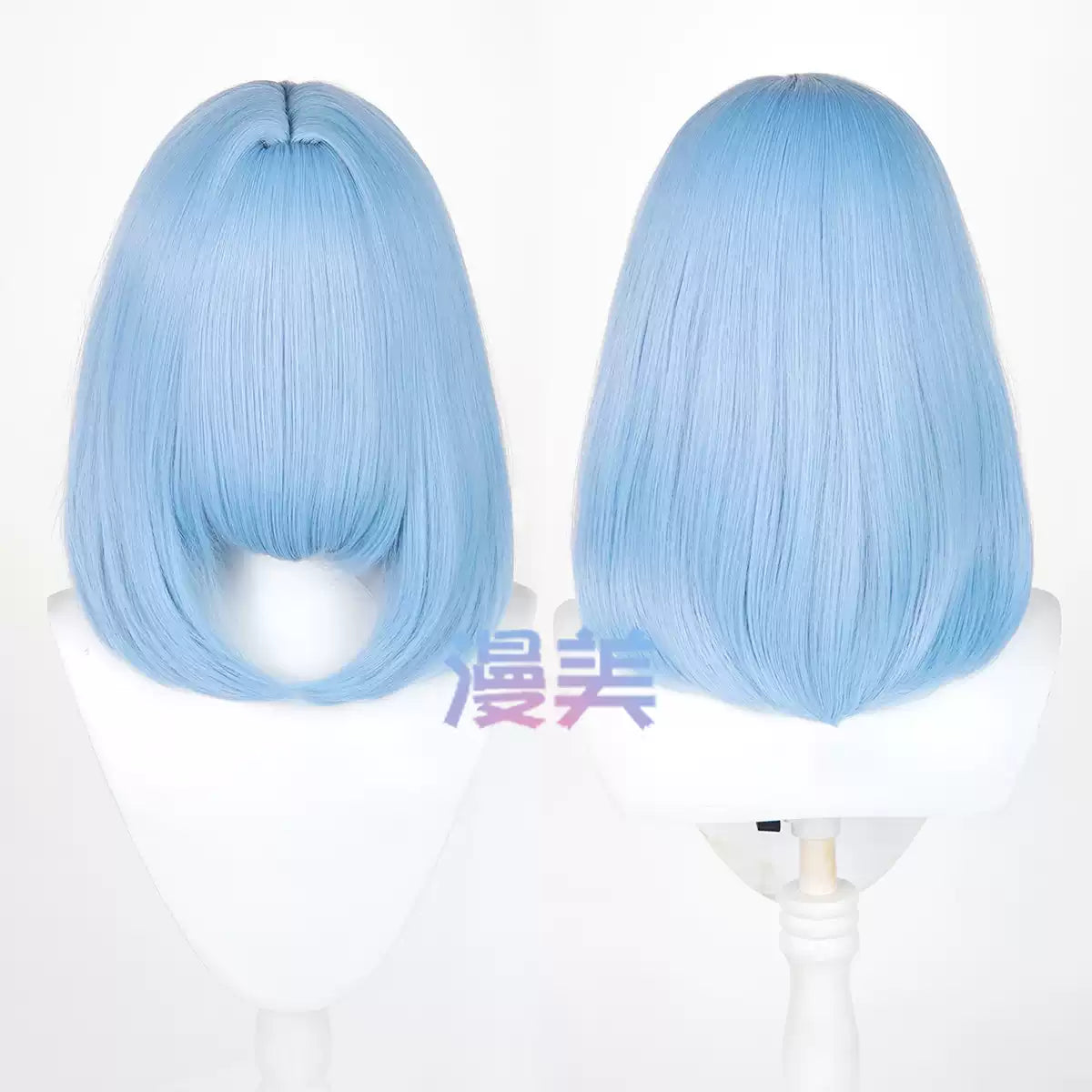Manmei 40cm Thickened Middle Part Shoulder Length Universal Cosplay Wig with Scalp Top