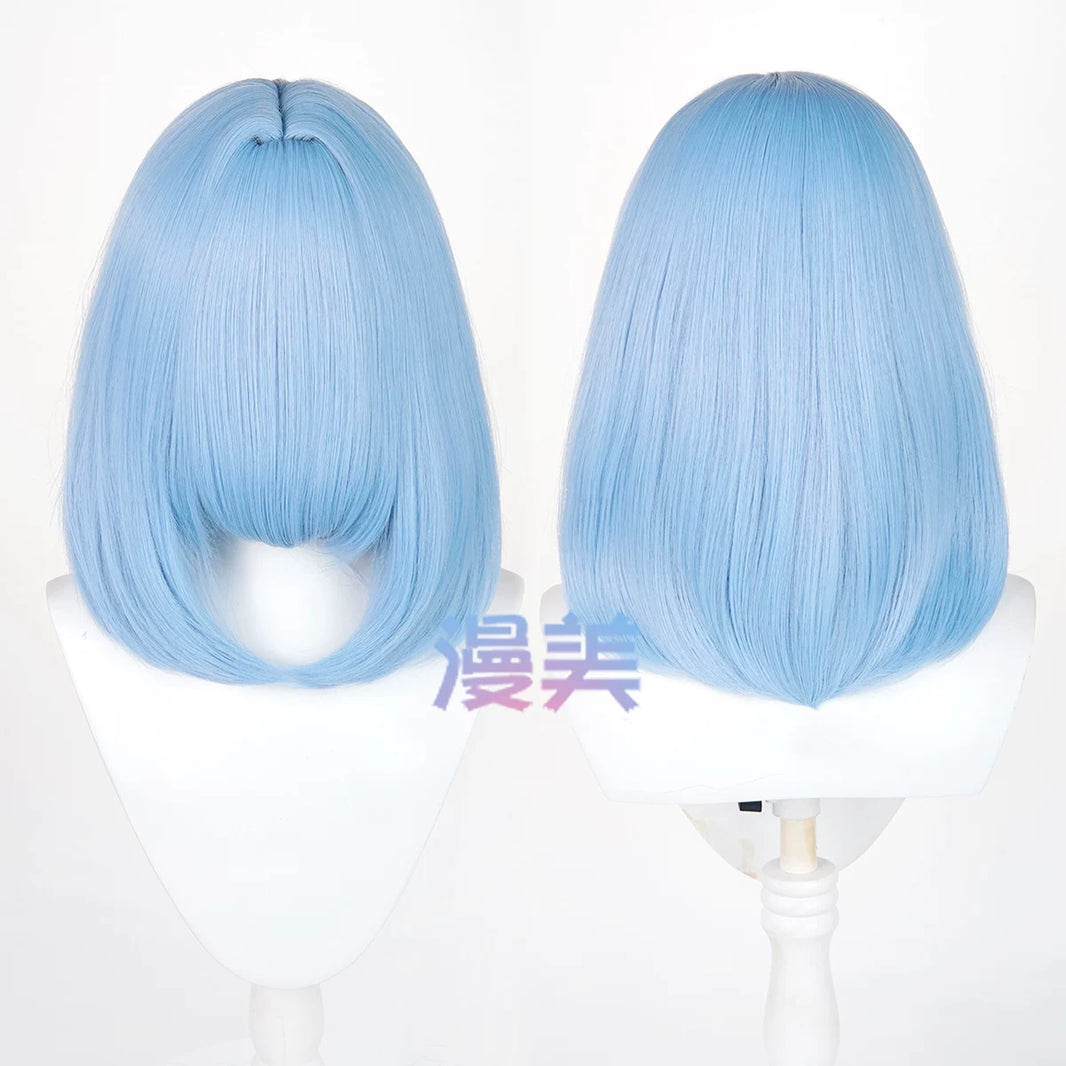 Manmei 40cm Thickened Middle Part Shoulder Length Universal Cosplay Wig with Scalp Top