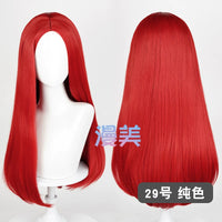 Manmei 60cm Middle Part Long Straight Cosplay Wig with Inward Curved Ends & Scalp Top Multiple Colors