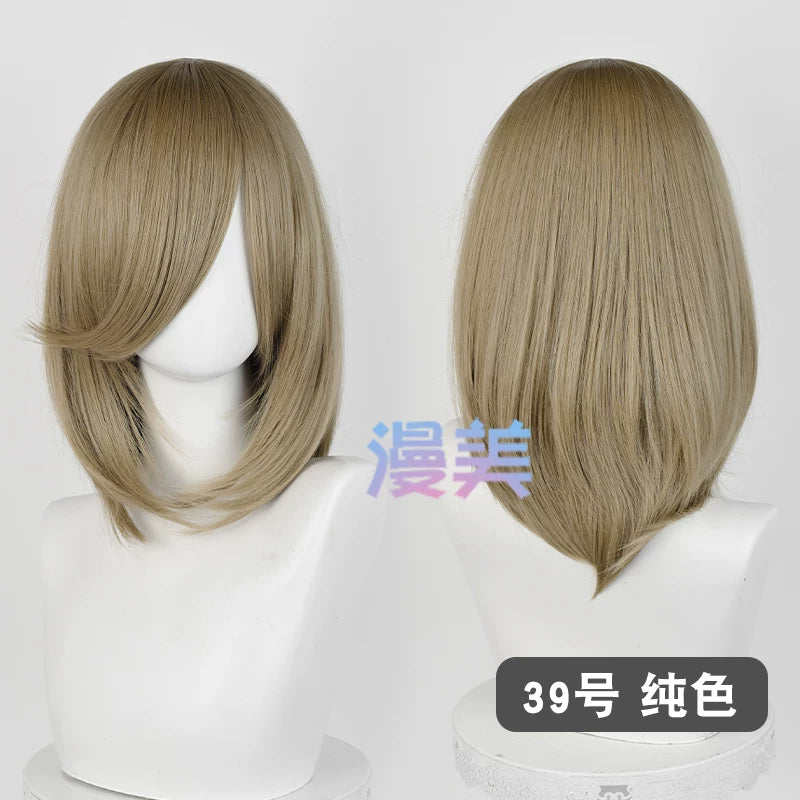 Manmei 40cm Medium Length Universal Cosplay Wig with Inward Curved Ends