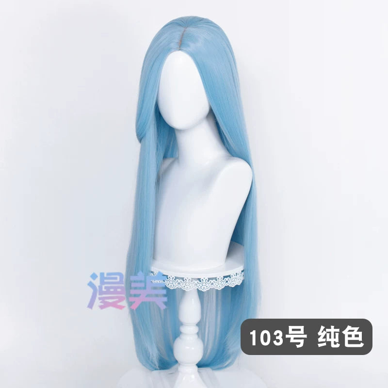 Manmei 100cm Middle Part Long Straight Universal Cosplay Wig with Silicone Scalp Top