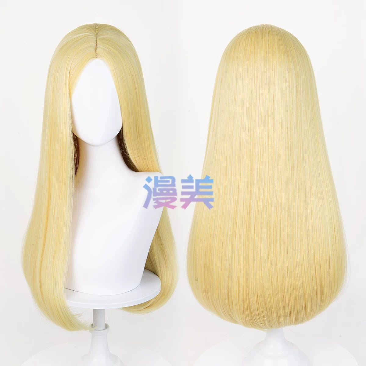 Manmei 60cm Middle Part Long Straight Cosplay Wig with Inward Curved Ends & Scalp Top Multiple Colors