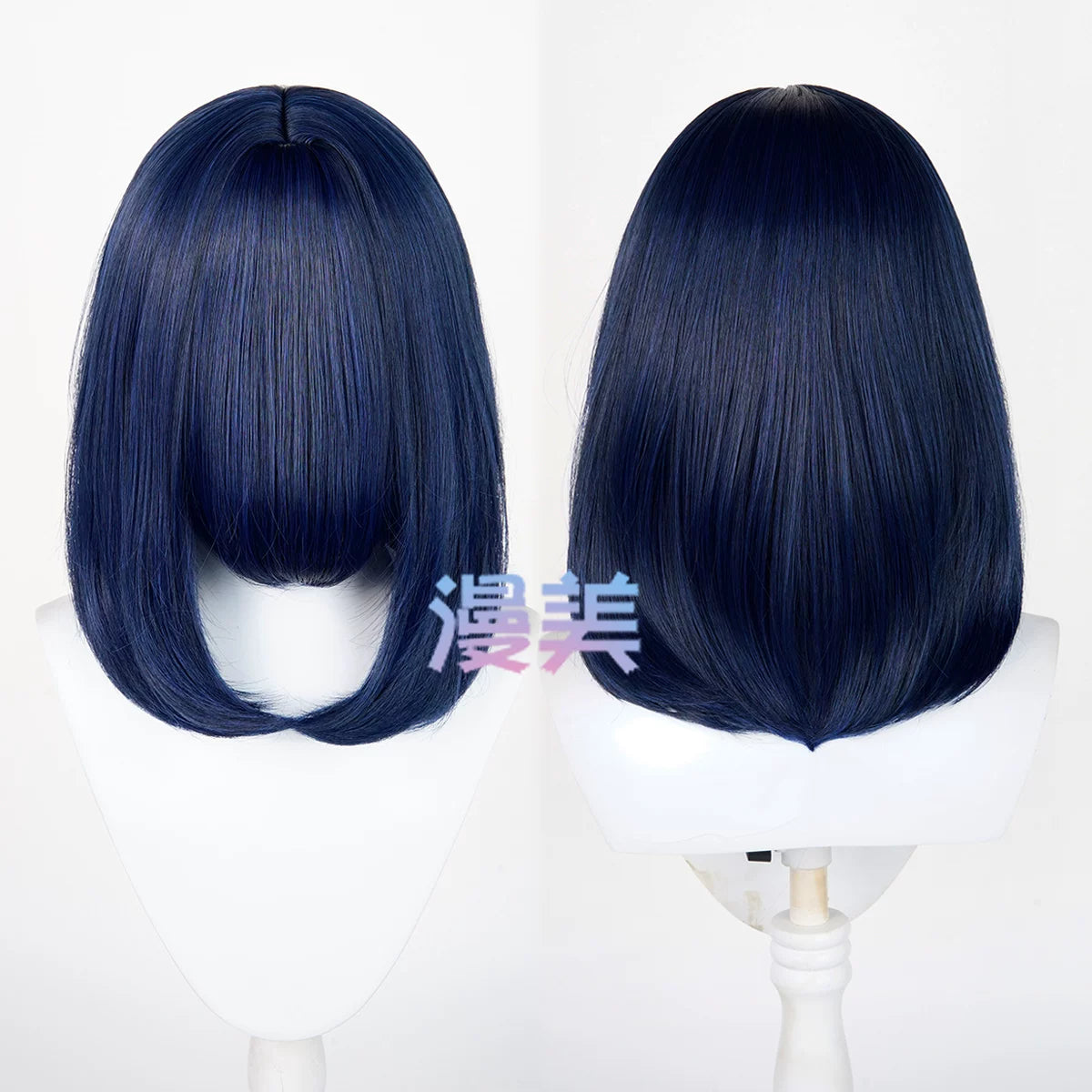 Manmei 40cm Thickened Middle Part Shoulder Length Universal Cosplay Wig with Scalp Top