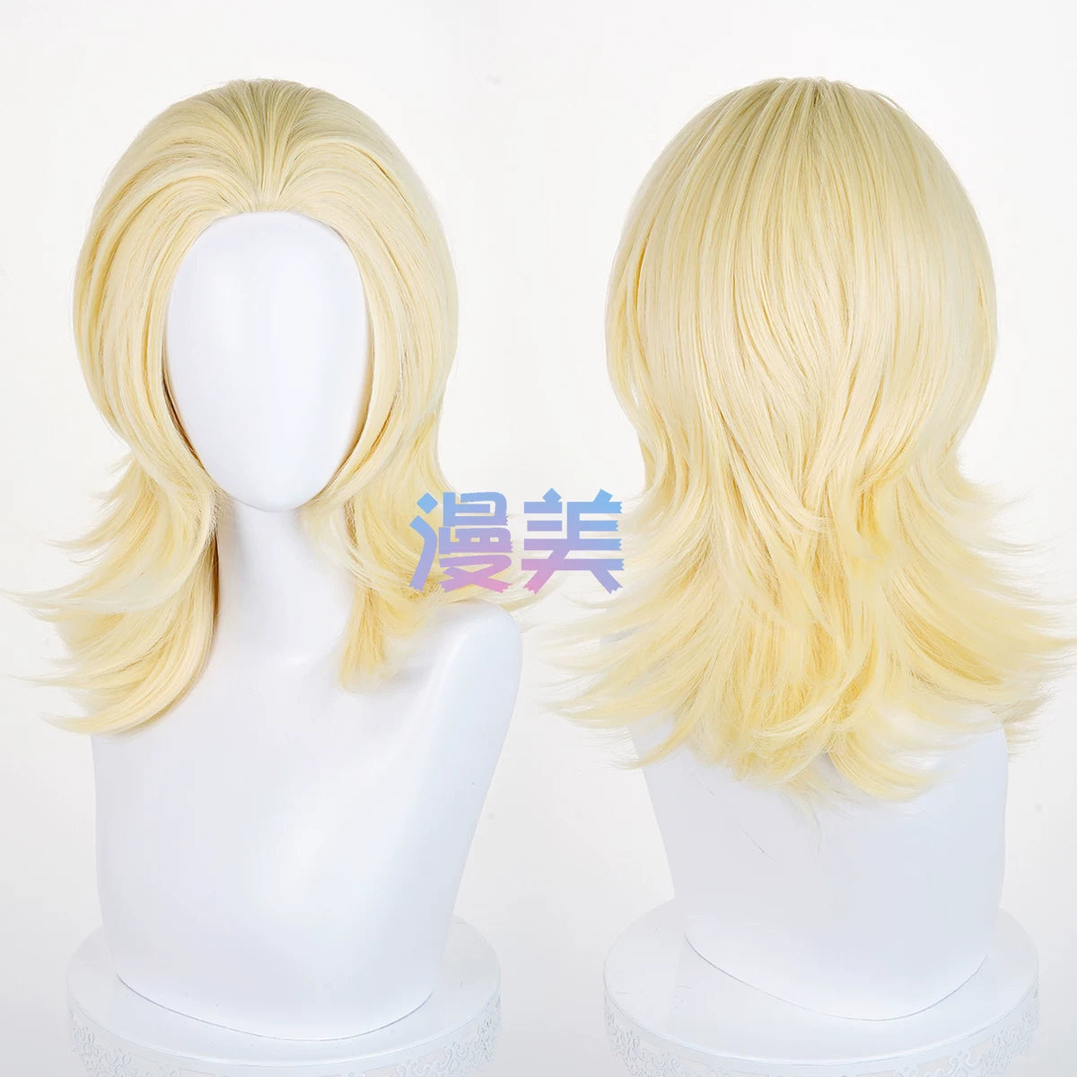 Manmei 45cm Wolf Tail Outward Flipped Universal Cosplay Wig with Flexible Parting