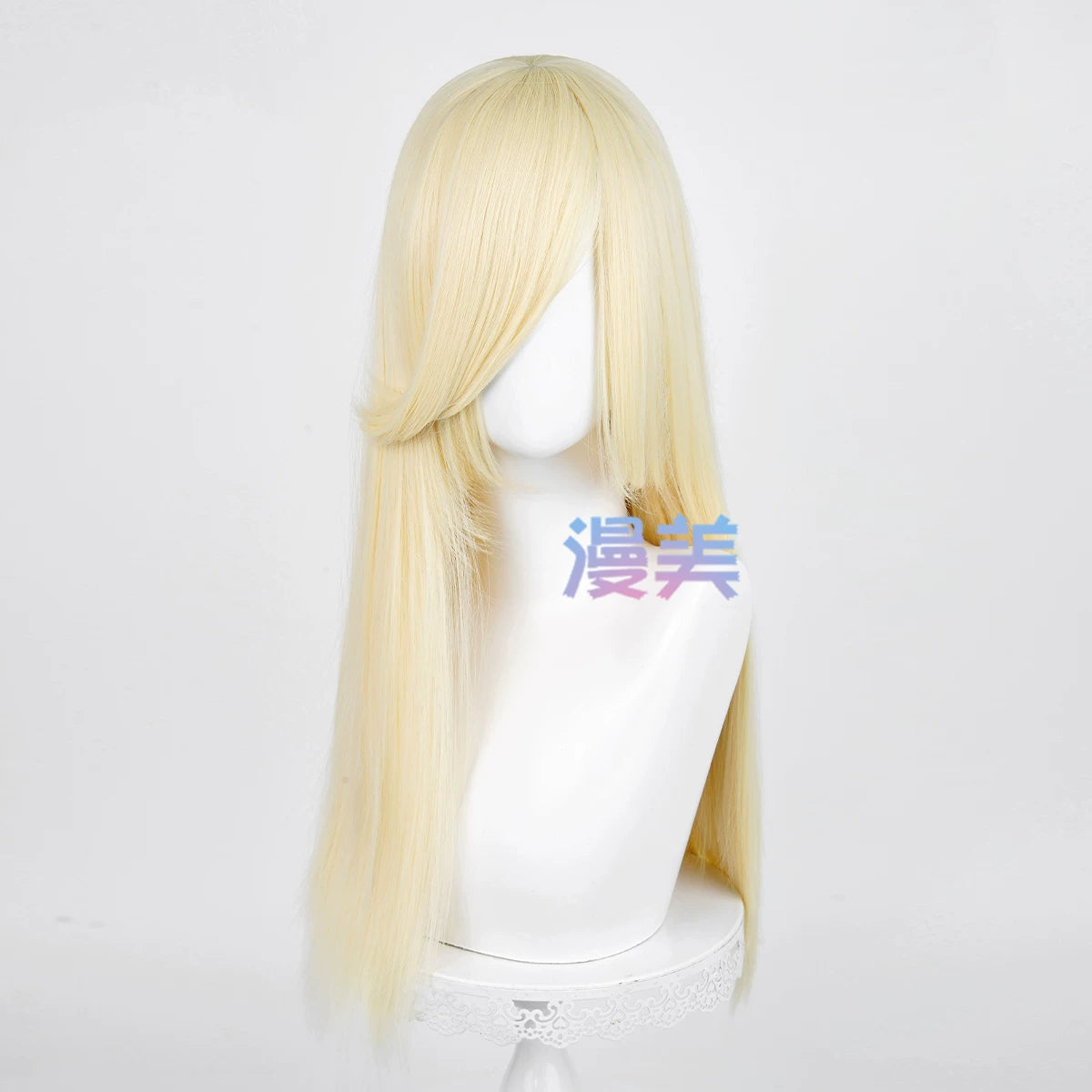Manmei 60cm Long Straight Universal Cosplay Wig with Long Bangs
