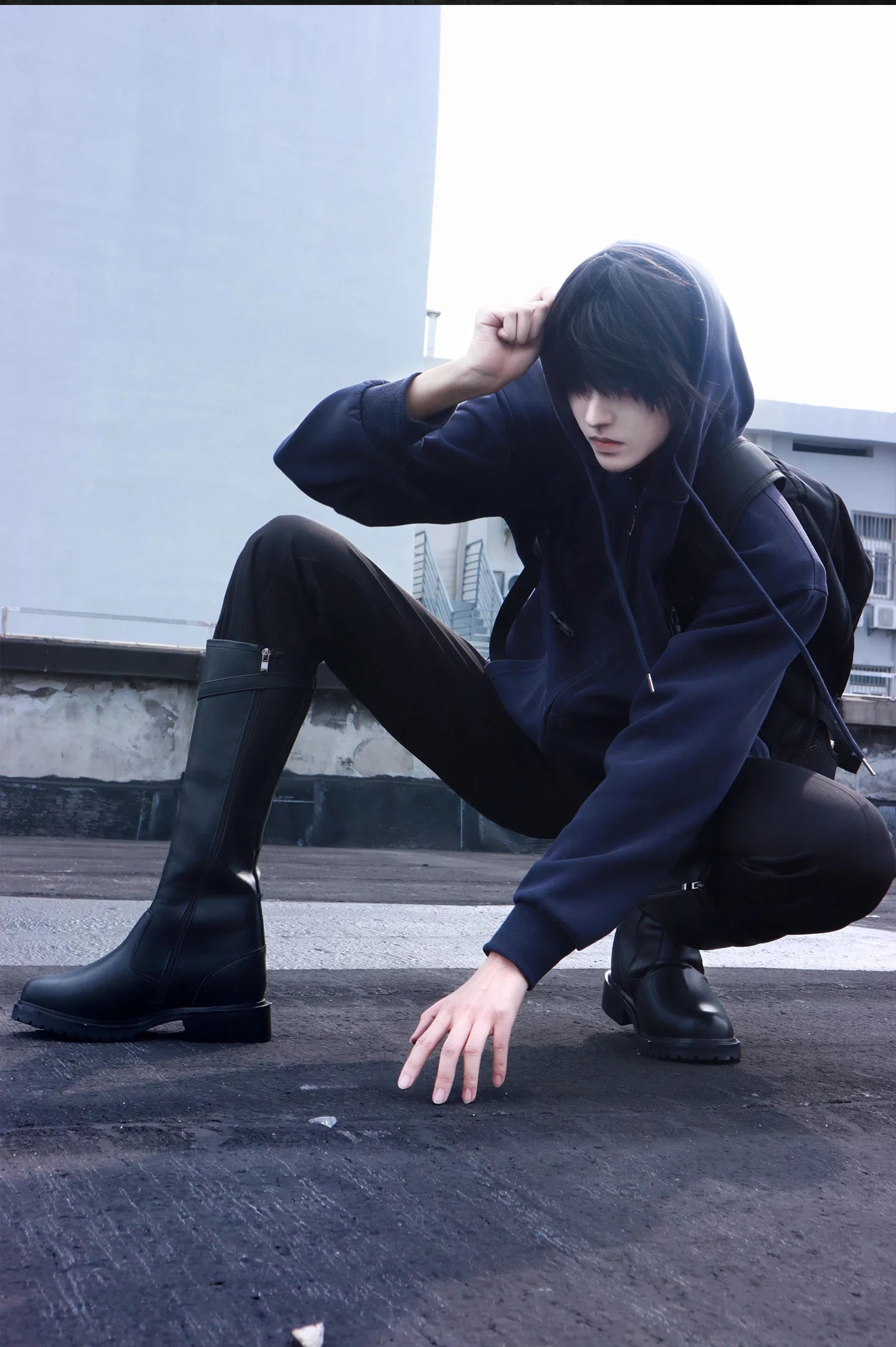 XIAODOUZI 13cm Black Height-Increasing Long Cosplay Boots