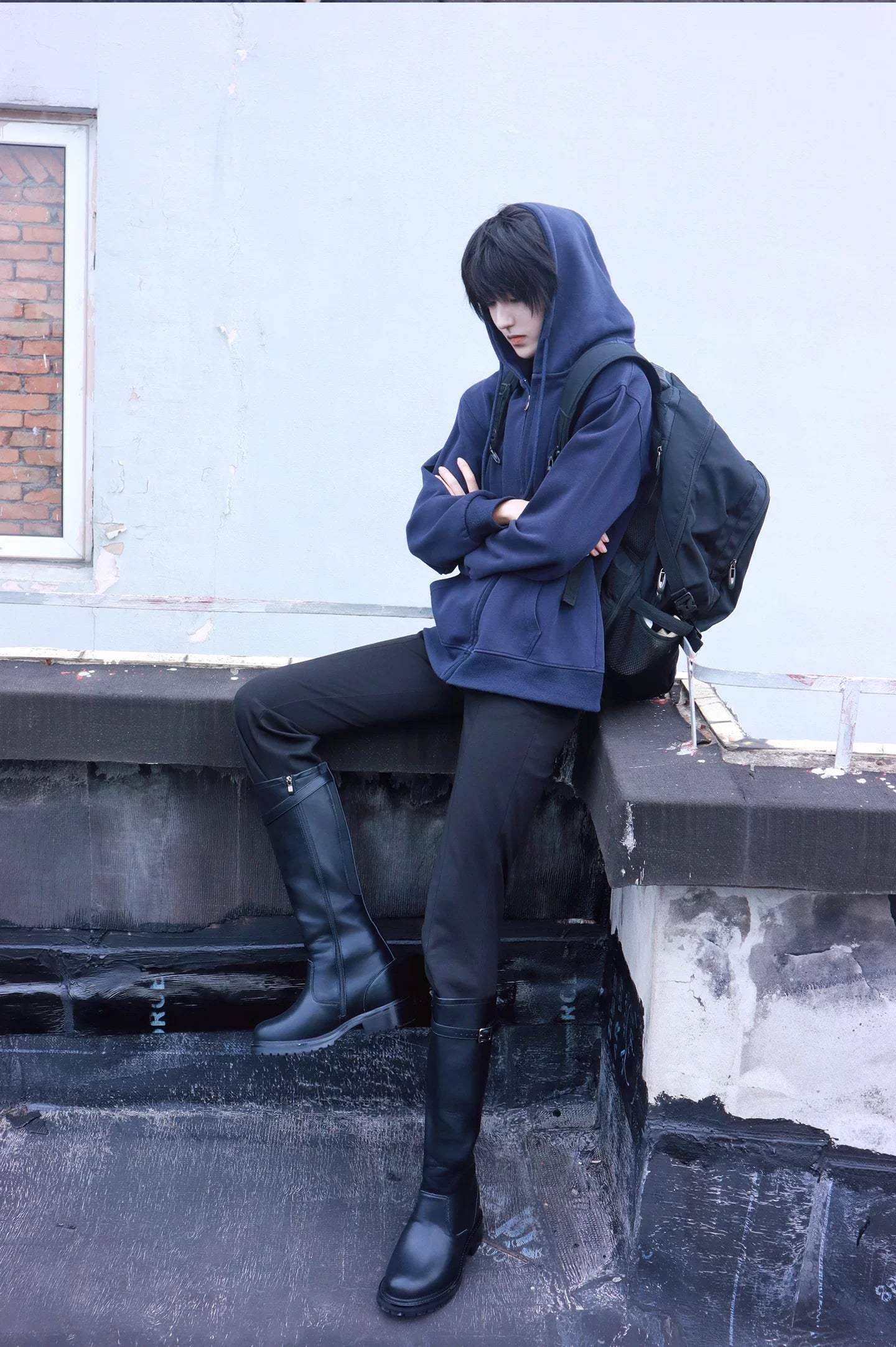 XIAODOUZI 13cm Black Height-Increasing Long Cosplay Boots