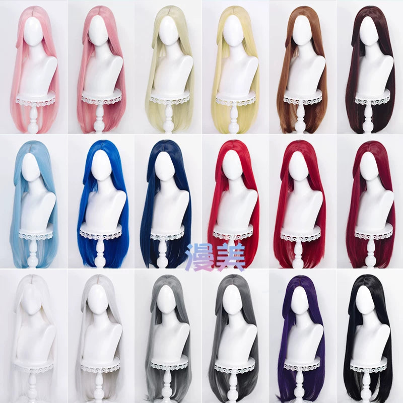 Manmei 100cm Middle Part Long Straight Universal Cosplay Wig with Silicone Scalp Top
