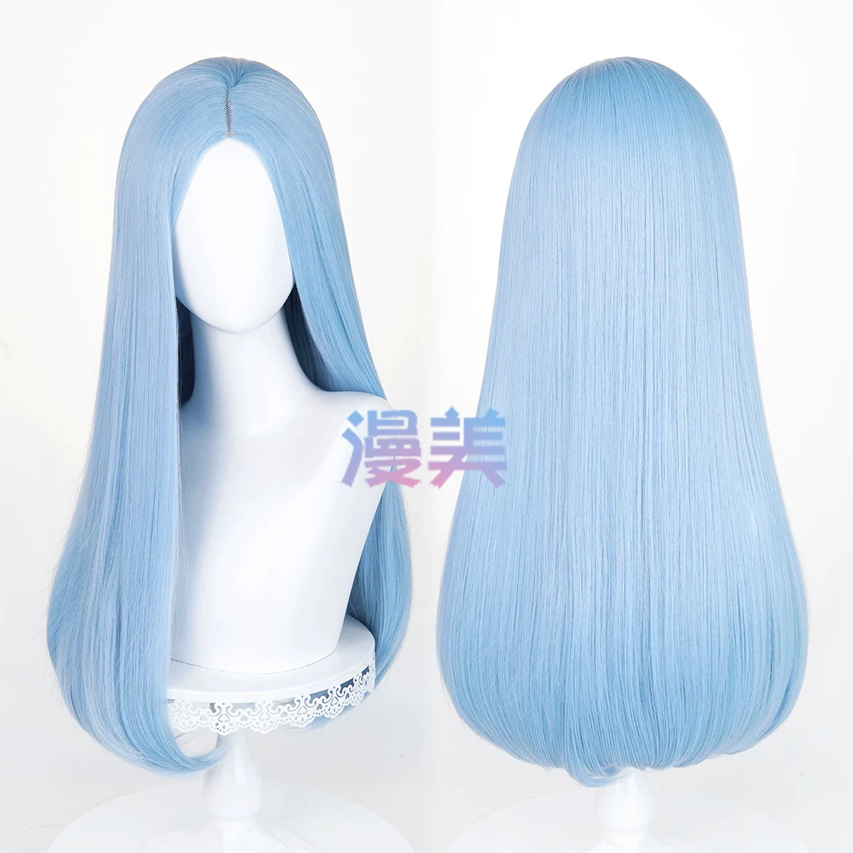 Manmei 60cm Middle Part Long Straight Cosplay Wig with Inward Curved Ends & Scalp Top Multiple Colors