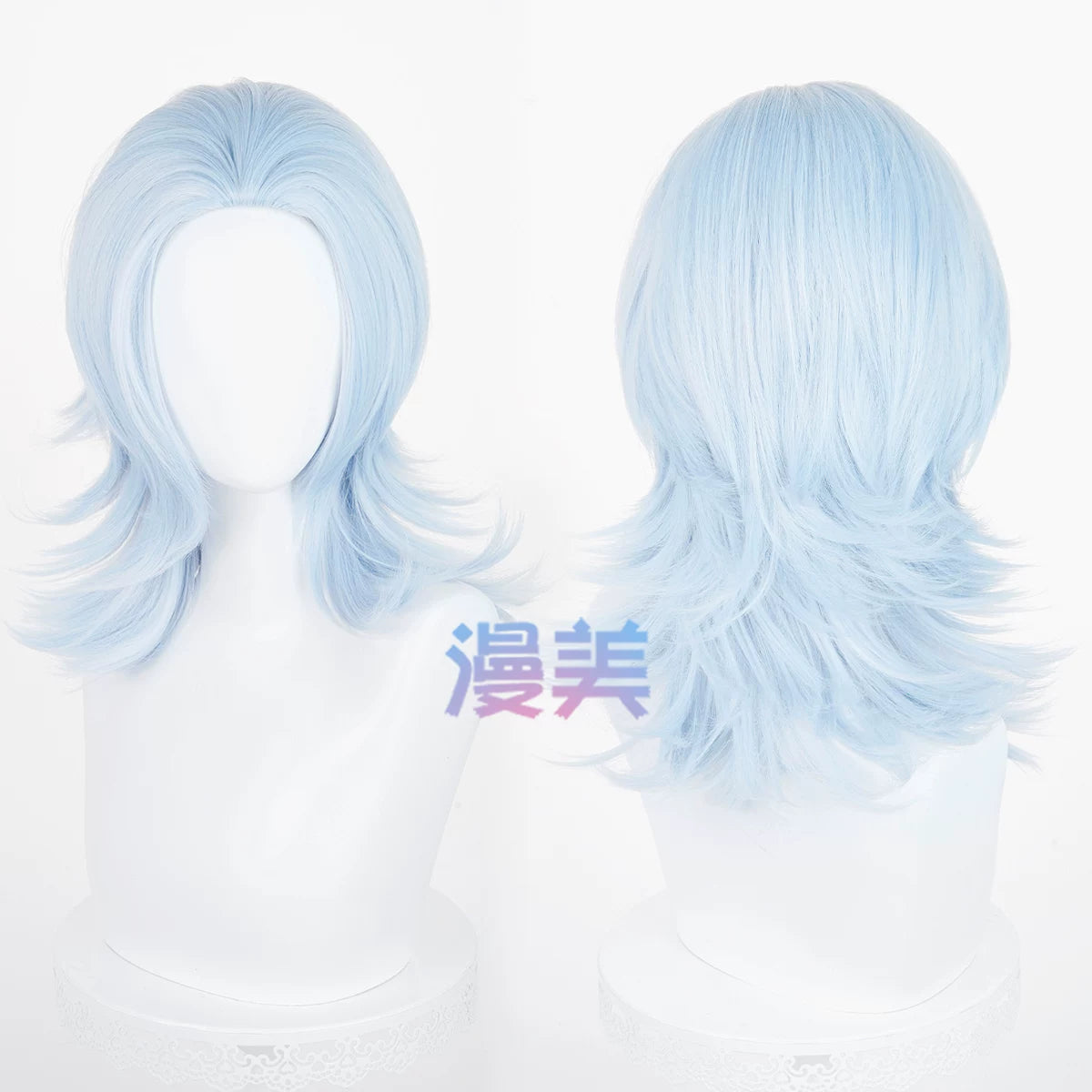 Manmei 45cm Wolf Tail Outward Flipped Universal Cosplay Wig with Flexible Parting